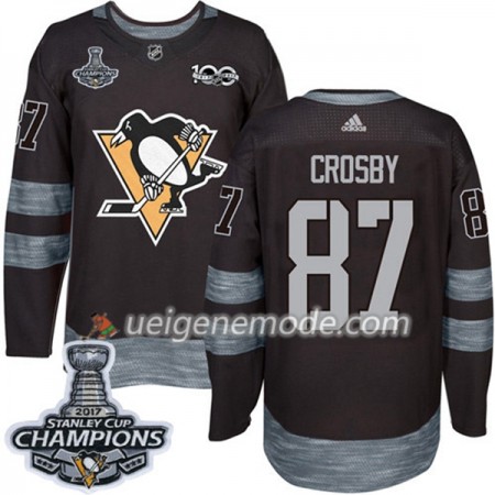 Herren Eishockey Pittsburgh Penguins Trikot Sidney Crosby 87 1917-2017 100th Anniversary Adidas Schwarz 2017 Stanley Cup Champions Authentic
